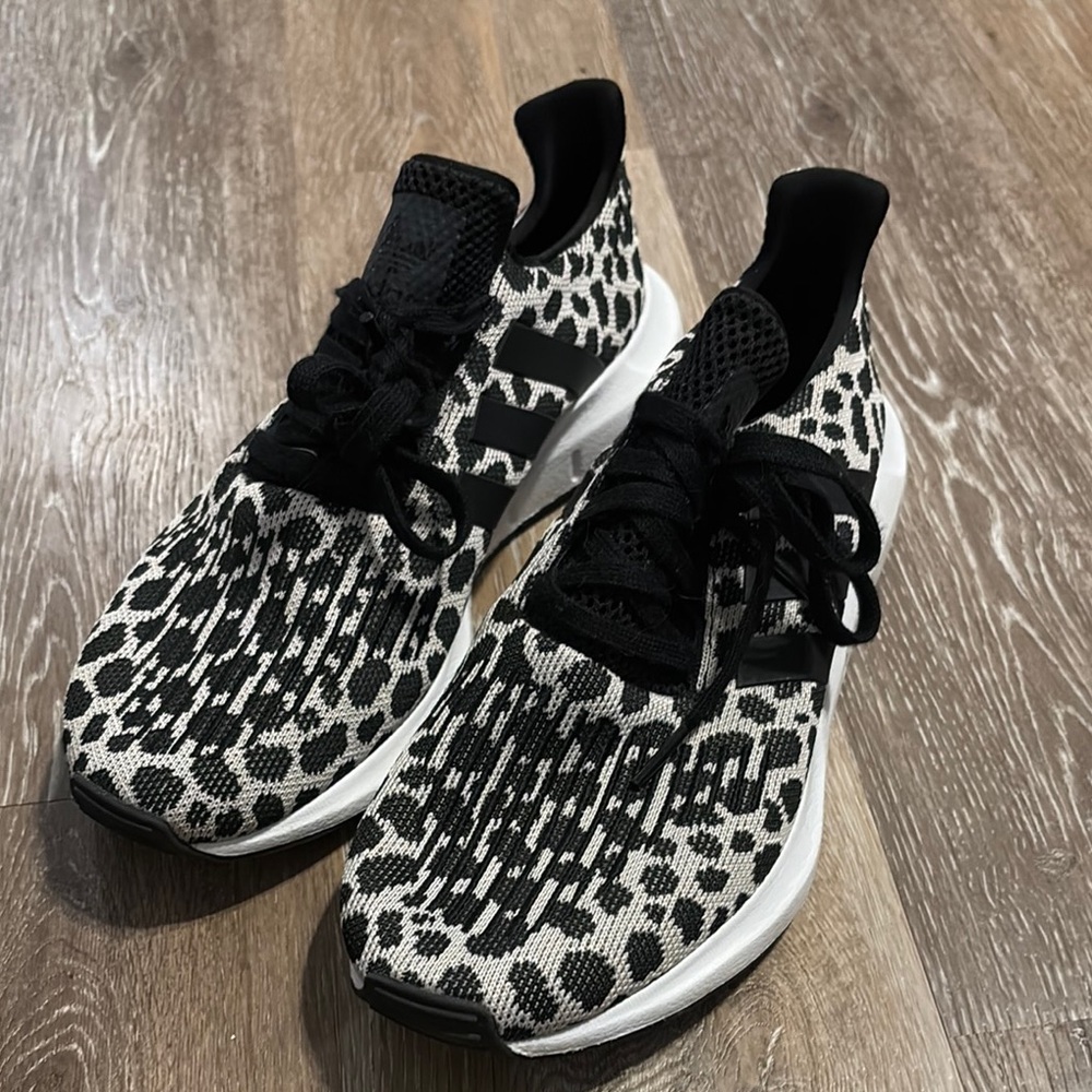 Adidas Black and White Leopard Sneakers